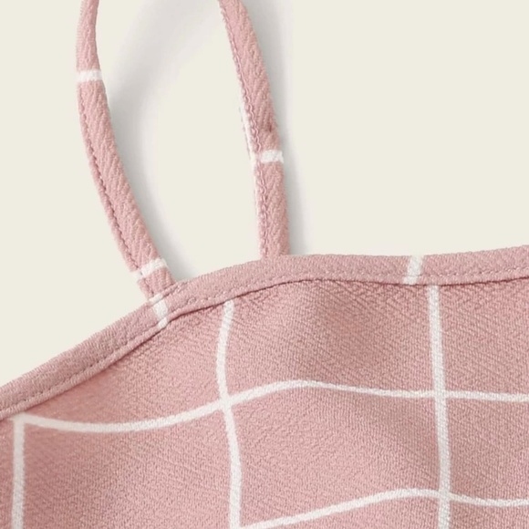 SHEIN Girls Tie Back Grid Print Top and Pants Set - Picture 3 of 5